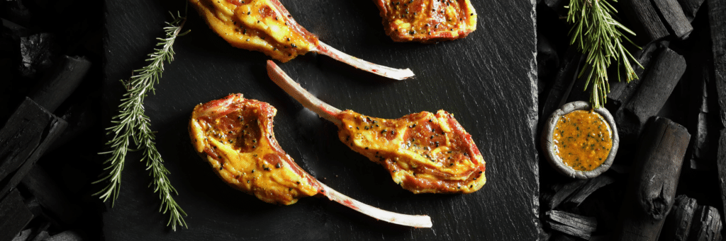 Mustard flavored lamb chops