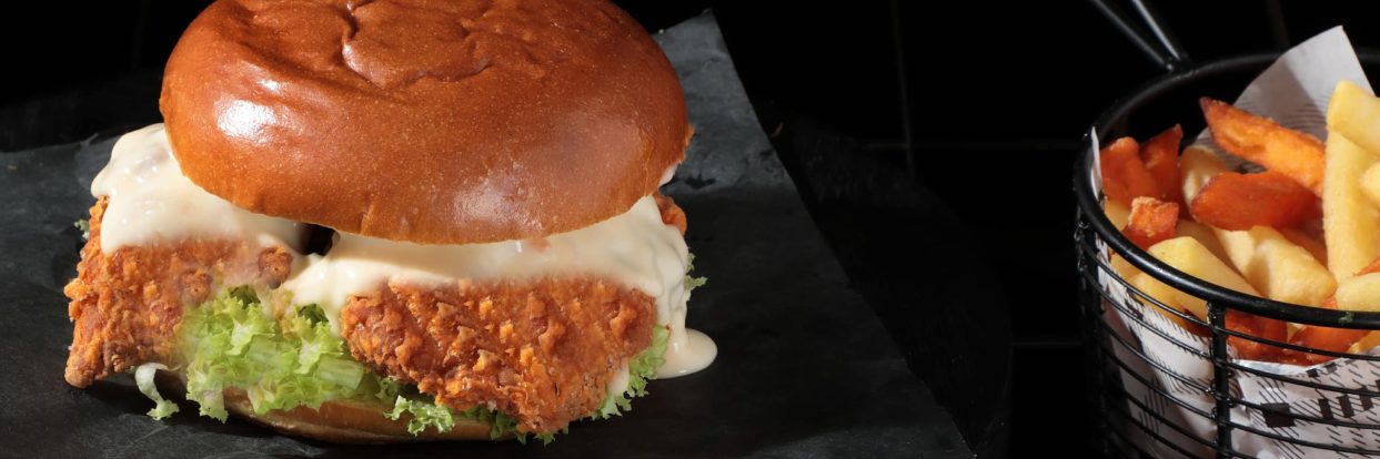 Crispy chicken parmesan burger