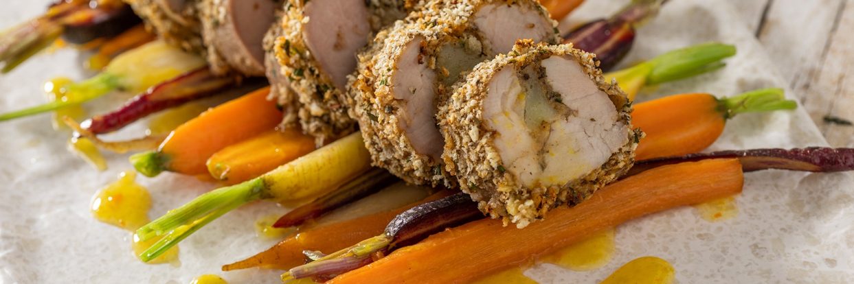 Ψαρονέφρι με πορτοκάλι και crumble μανιταριών